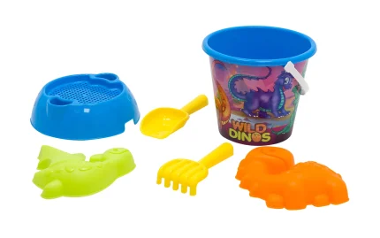 Bucket with dinosaur moulds set, 18 cm