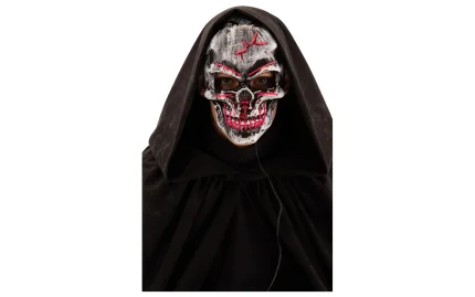 Graue Totenkopfmaske mit Leuchteffekten, Carnival Toys-1