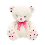 White sitting teddy bear with a bow, 23 cm