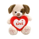 Plush sitting puppy Floki with heart, 20 cm