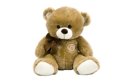 Plush sitting teddy bear with bow, 40 cm