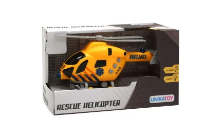 Rescue helicopter with sound and lights, 19 cm, Unikatoy