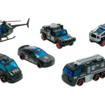 Set of police cars in a suitcase