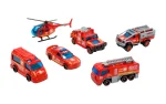 Set of fire trucks in a suitcase