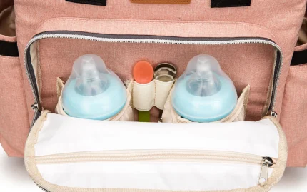 Modische Wickeltasche - Rucksack mit USB-Anschluss, pink-1